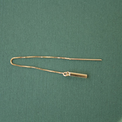 gold 3d bar thread earring
