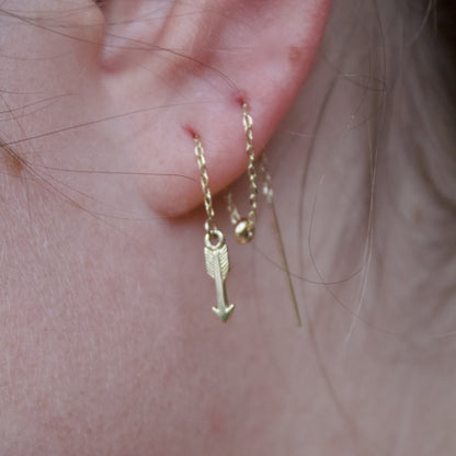 arrow thread earring with shiny bead