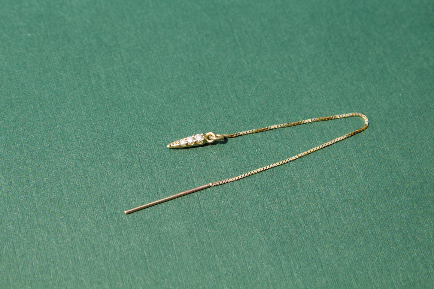 gold diamond spike thread earring